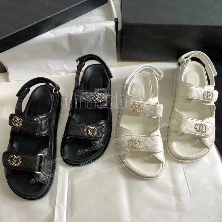 Calfskin Dad shoes Women sandale Sandals Quilted Designer Sandles Shoes Platform Flats Low Heel Wedge Diamond Buckle Sandal Slip On Ankle Strap Flip Flop size 35-42