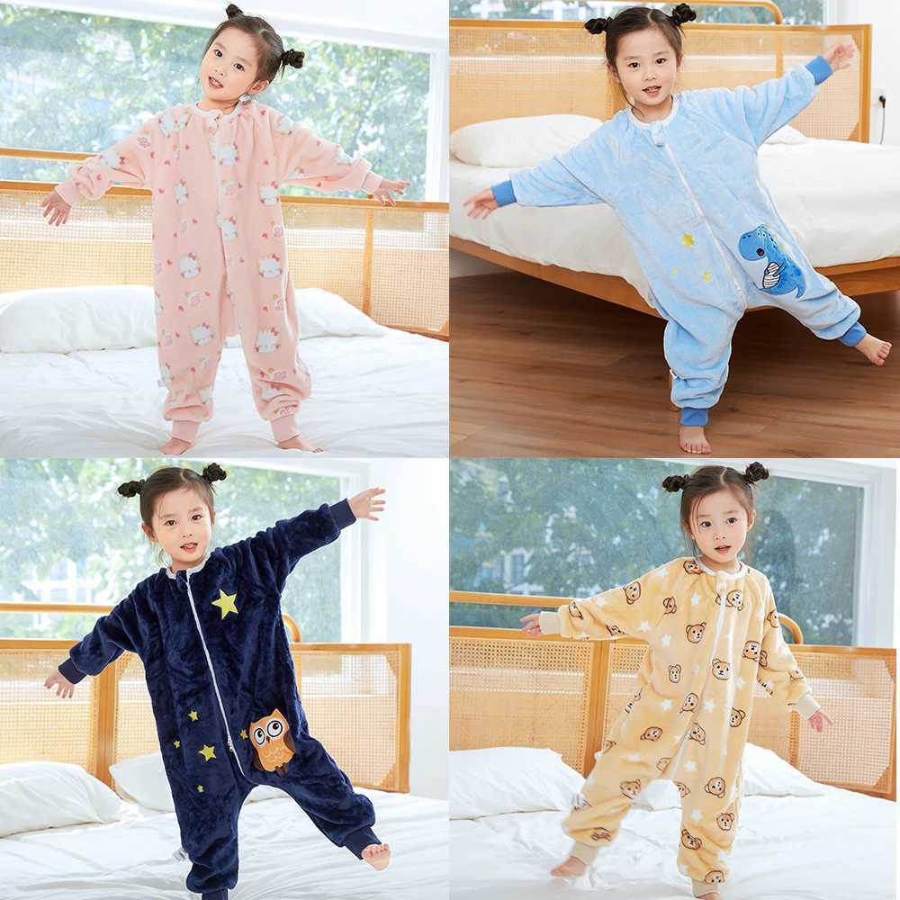 Pajamas Boys Girls Sleeping Bag Kids Toddlers 0 to 1 2 3 4 5 6 Years 2024 Winter Onesie Children Pijamas Infantil Owl Halloween Pajamas H241205