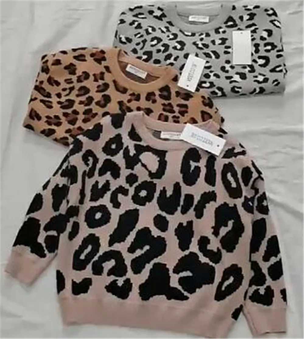 Children boys sweaters leopard print knit casual long sleeves childrens tops childrens mens clothing baby womens clothing W241205