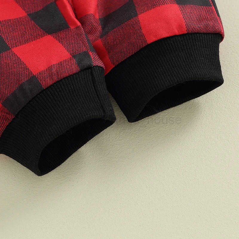 Pudcoco Infant Baby Girl Boy 2Pcs Christmas Outfits Long Sleeve Santa Pattern Sweatshirt Plaid Pants Set Toddler Clothes 3M-3TXJ241205