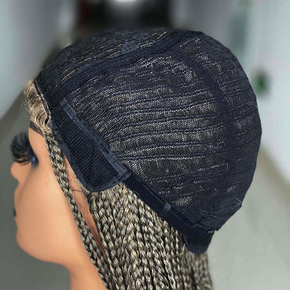 For Black Women Ombre Synthetic Braids Long Box Braided Wigs Fake Scalp Braiding Hair Cosplay Hine Wig