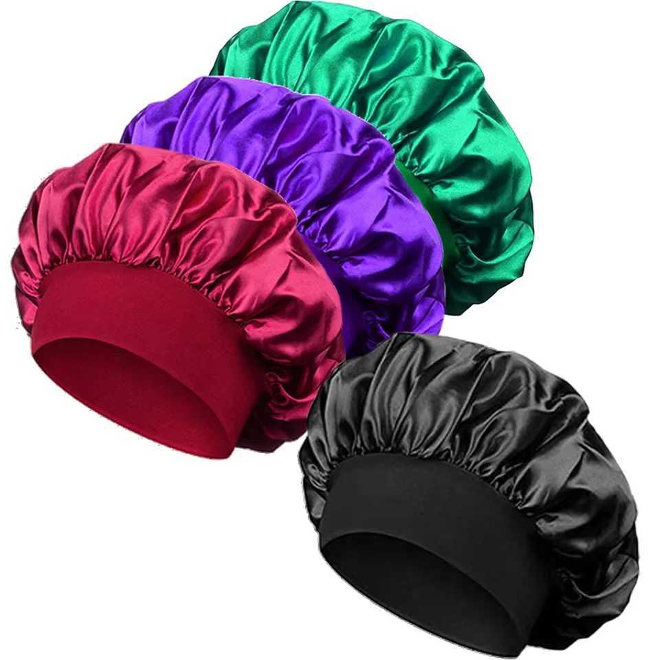 4-Piece Set Of Shower Cs-Satin Bonnet Silk Bonnet Bonne For Sleeping Hair Bonnet With Tie Band Bonnets For Women MenXJ241205
