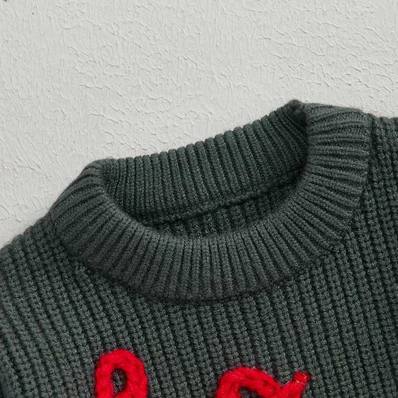 MISOWMNJOY Christmas Baby Parachute Winter Warm Preschool Sweater Long Sleeve Letter Candy Stick Knitted Floral Baby Clothing W241205