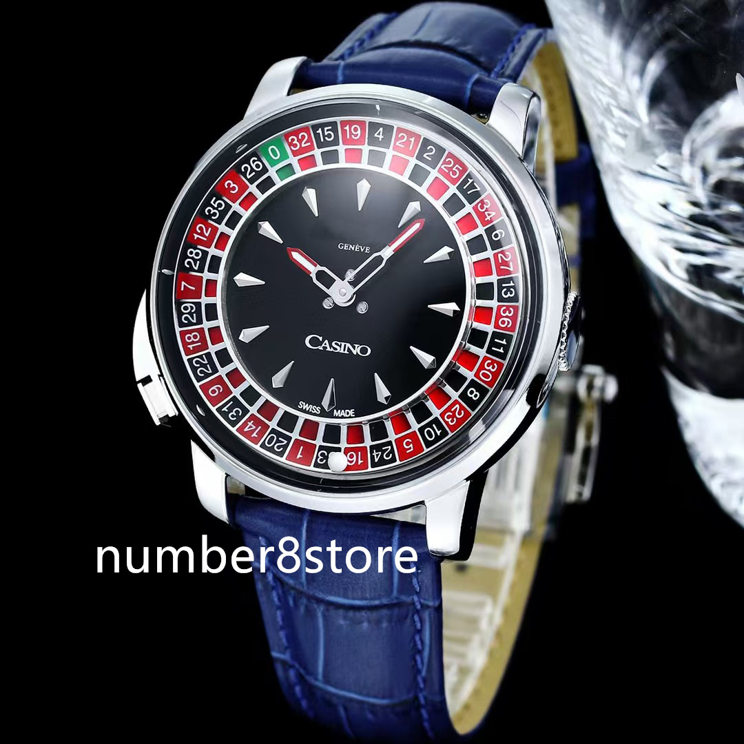 J&C Casino Astronomia Automatic Mens Watch Stainless Steel Red Balck Green Lacquered Pockets Luxury Wristwatch Sapphire Crystal Water Resistant