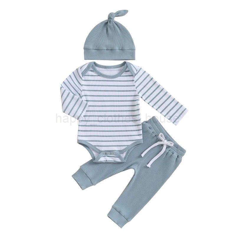 Infant Newborn Boy Cotton Clothing Set Stripe Romper Pant 3 6 9 12 18 Months Baby Boy OutfitsXJ241205