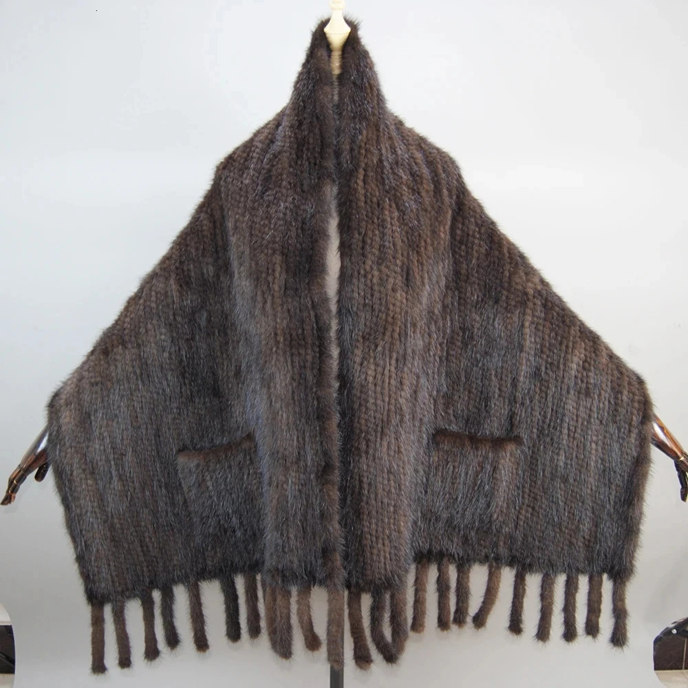selling womens winter knitted mink scarf shawl natural warm mink Pashmina womens long 100% genuine leather scarf 241205