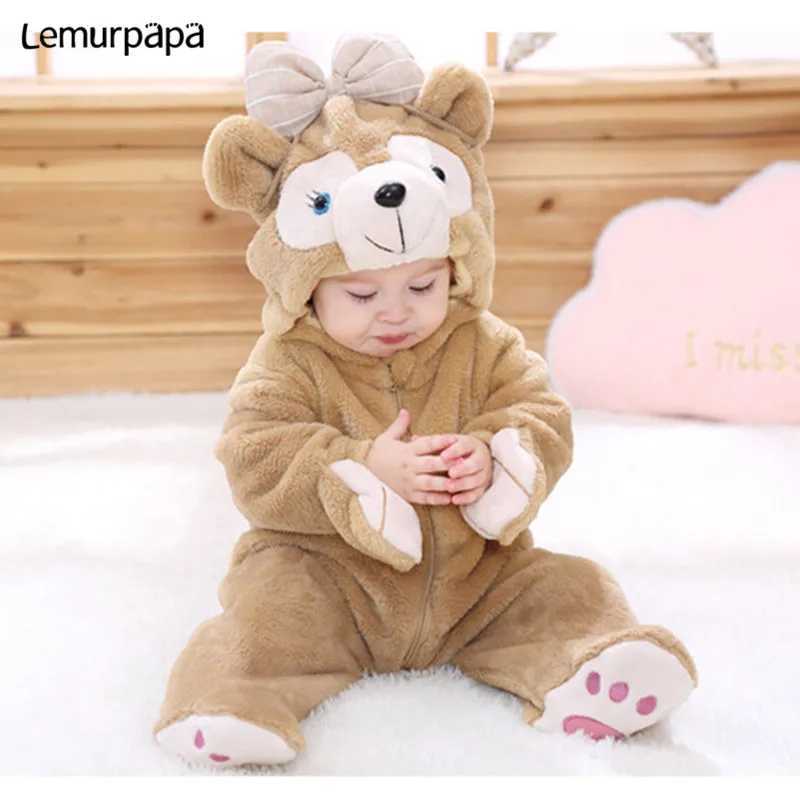 Pajamas Kigurumis Baby Clothes Onesie Romper kawaii Rabbit Cat Infant Baby Clothing One piece Rompers Newborn Playsuit Winter Warm H241205
