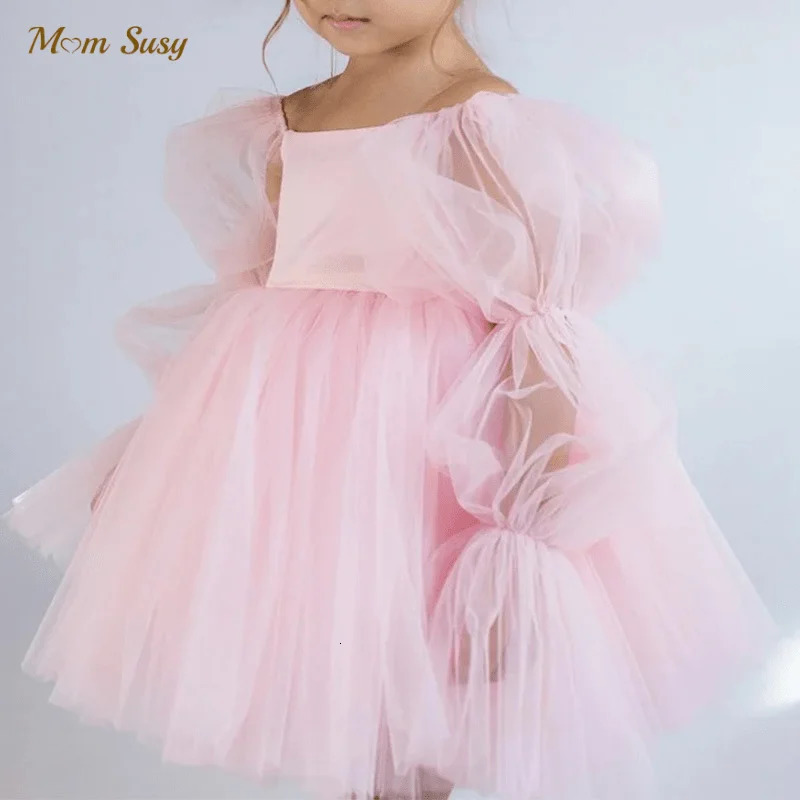 Fashion Baby Girl Princess Tutu Dress Puff Sleeve Infant Toddler Child Tulle Vestido Wedding Party Birthday Baby Clothes 1-14Y 241204