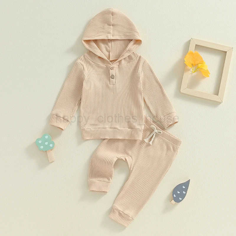 fhutpw Baby Girl Boy Clothes Long Sleeve Knitted Cotton Hoodie Pants Sets Infant 3 6 12 18 Months Fall Winter OutfitsXJ241205
