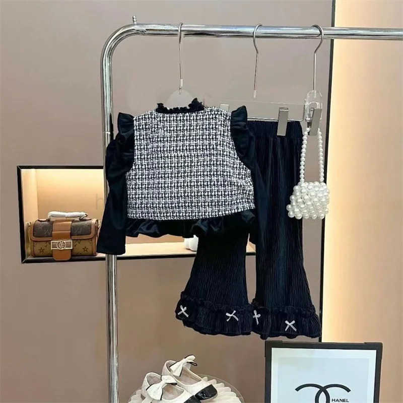 Girls Clothing Sets Baby Tops Flared Pants 3 Pieces Tide Autumn Childrens Warm Suit New Spring Sweet Casual Sets 12M-5 YearsXJ241205