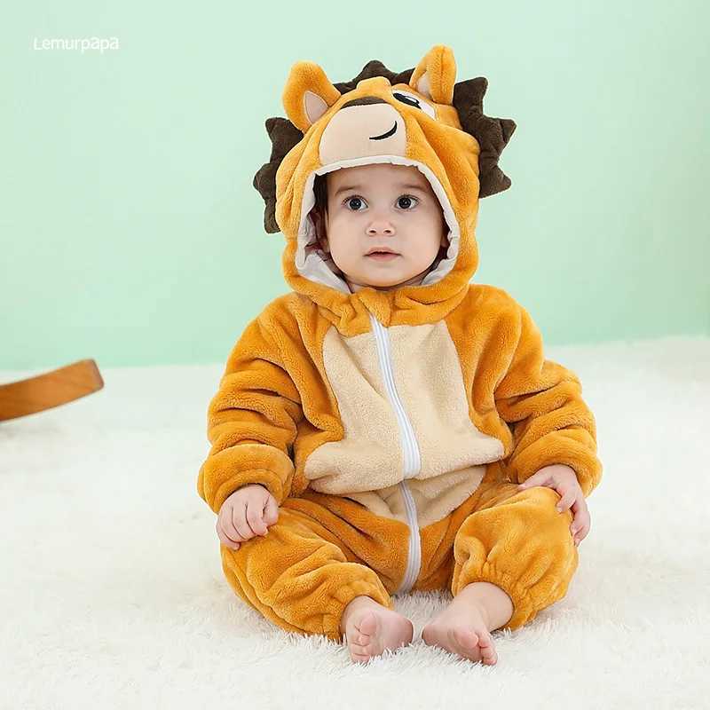 Pajamas Hedgehog Romper Baby Warm Jumpsuit Boy Girl Winter Outfit Halloween Animal Suit Funny Cute Onesie Festival Party Clothes H241205