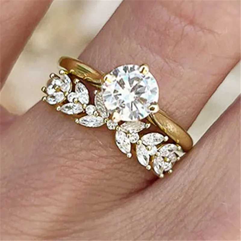 2 pieces/set of elegant womens wedding rings 925 sterling silver finger decoration shiny zirconia engagement jewelry gift W241205