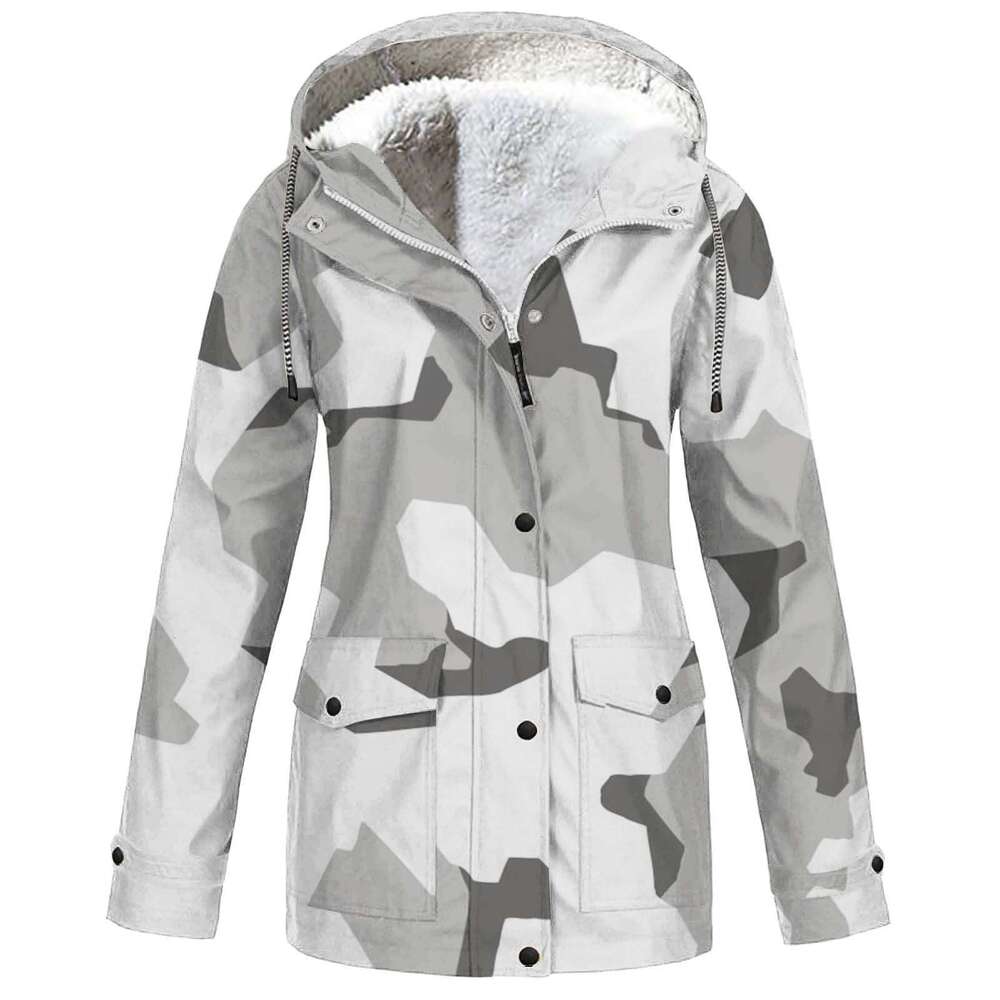 European American hooded camouflage waterproof outdoor jacket for men and women WQKO 2024 new casual versatile fashion clothing