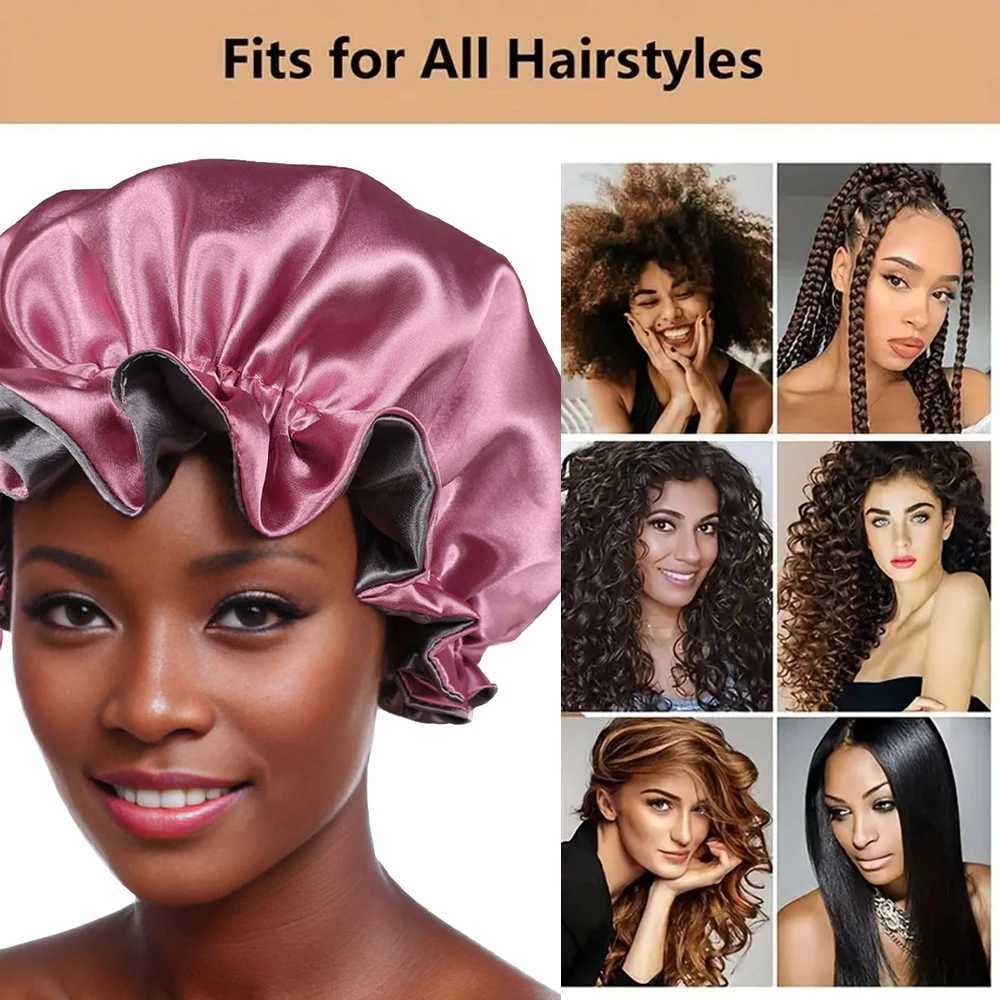 Women Satin Solid Sleeping Hat Night Sleep C Bathroom Accories For Women Shower Cs Waterproof Sleeping Hair Bonnets CXJ241205