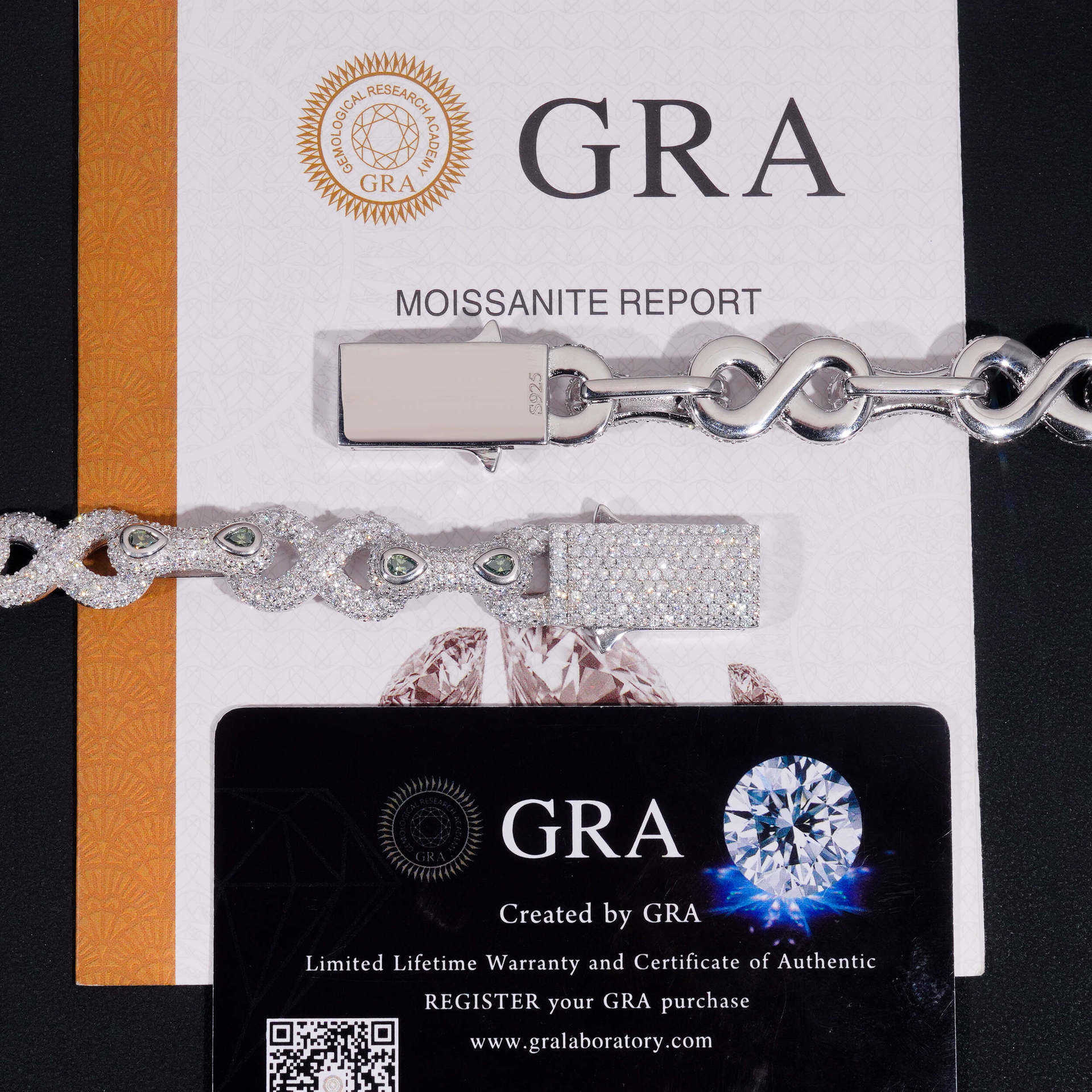 Dia hair new 13mm hip-hop bracelet S sier full set moissanite 8-shaped chain personalized HIPHOP