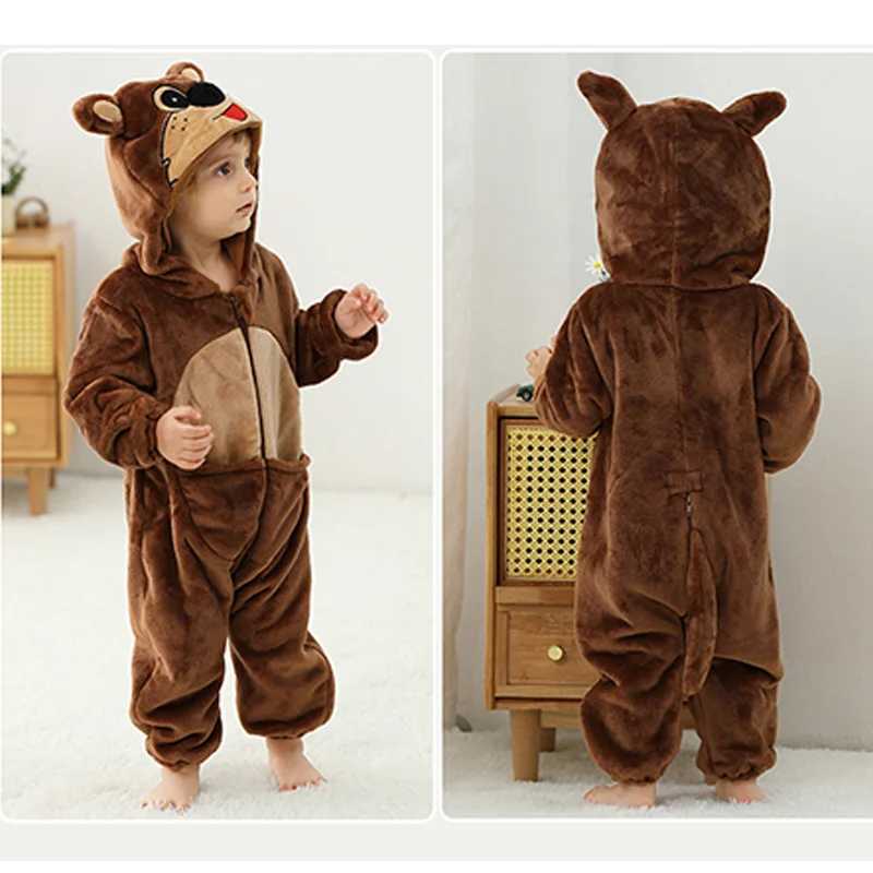 Pajamas Kangaroon Romper Baby Jumpsuit Boy Girl Winter Outfit Toddler Halloween Animal Suit Kids Onesie Festival Party Bebe Clothes H241205