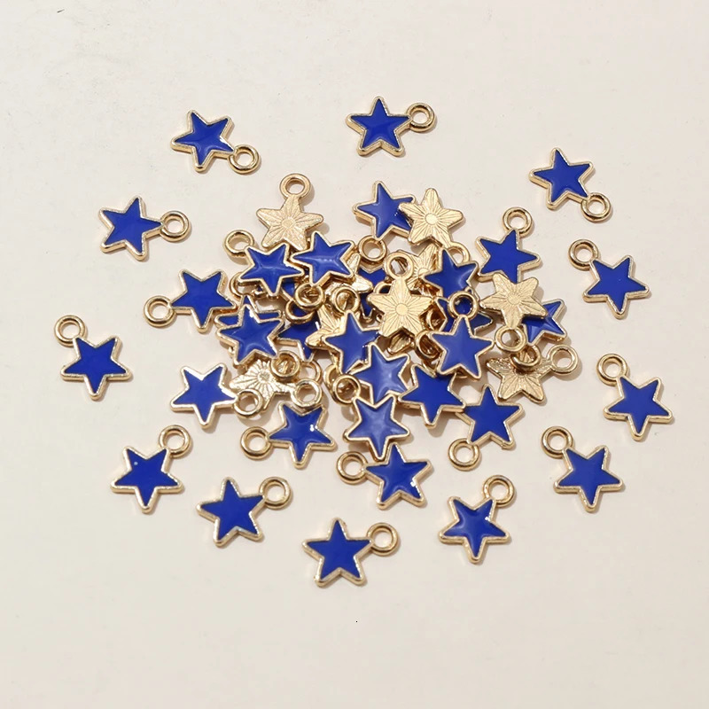 100pcs 6x8mm Enamel Small Stars Charms Pendant 9colors Zinc Alloy Metal DIY Jewelry Making Accessories for Bracelet Necklace 241122