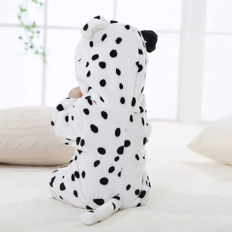 Pajamas Snow Leopard Romper Baby Warm Jumpsuit Boy Girl Winter Outfit Halloween Animal Suit Funny Cute Onesie Festival Party Clothes H241205