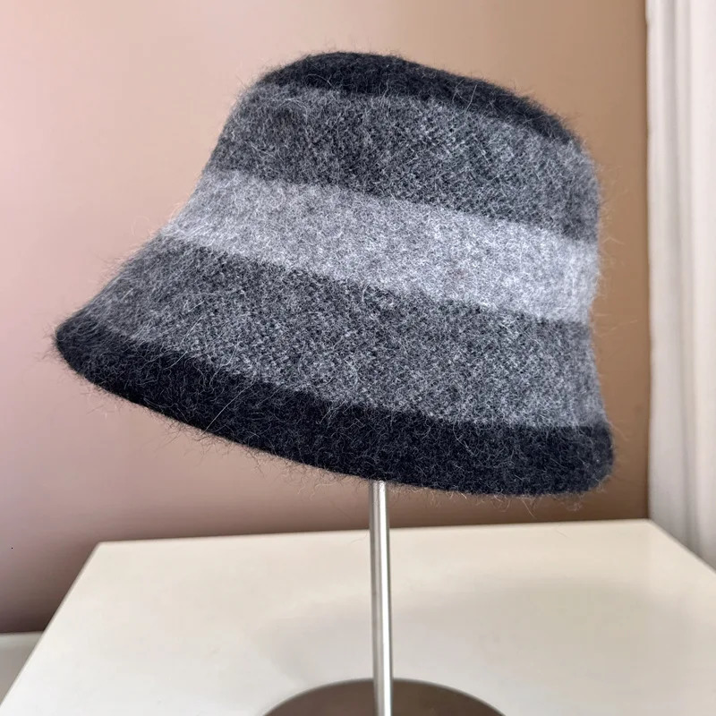 Angora bucket hat womens winter and autumn knitted soft and warm accessories used for outdoor vacations in cold weather 241205