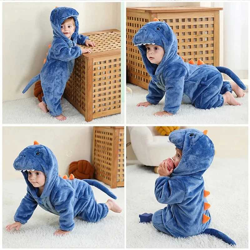 Pajamas Green Dinosaur Costumes Toddler Cosplay Clothes Newborn Baby Rompers Kigurumi Boy Girls Pajamas Animal Cute Romper Hooded Pyjama H241205