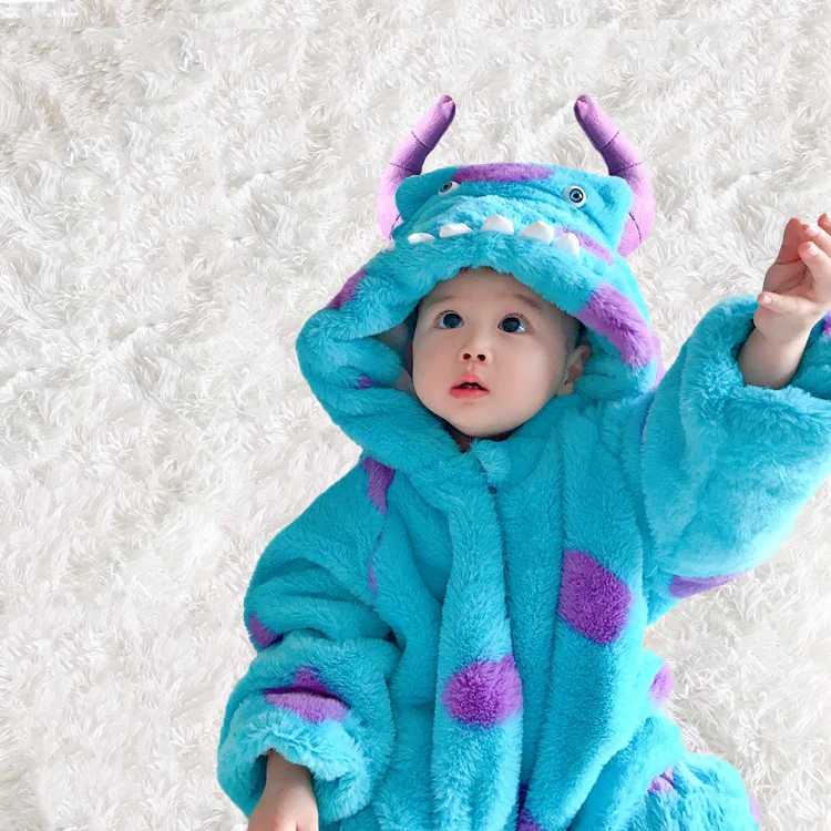 Pajamas baby romper Sullivan monster cartoon shooting suit children thick autumn winter clothes cute animal pajamas Monsters Inc H241205