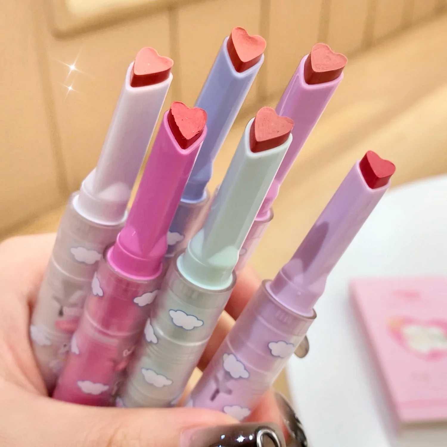 Love Lipstick Gift Box Set Matte Finish Lip Mud Waterproof Long Lasting Non-Stick Cup Cute Makeup Lip Tint Press Pen CosmeticXJ241205