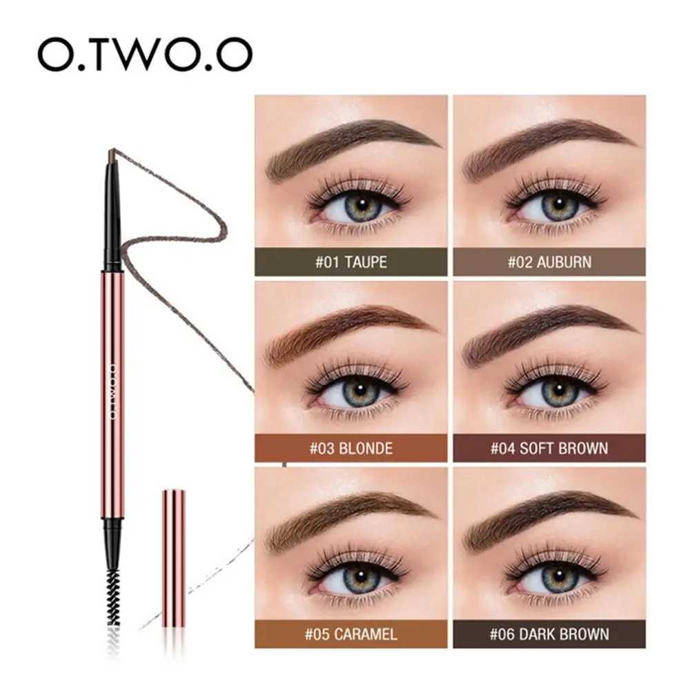 O. Two of them. O Ultra fine triangular eyebrow pencil waterproof makeup blonde brown eyebrow precise eyebrow exfoliating eye makeup 6 colorsW241205