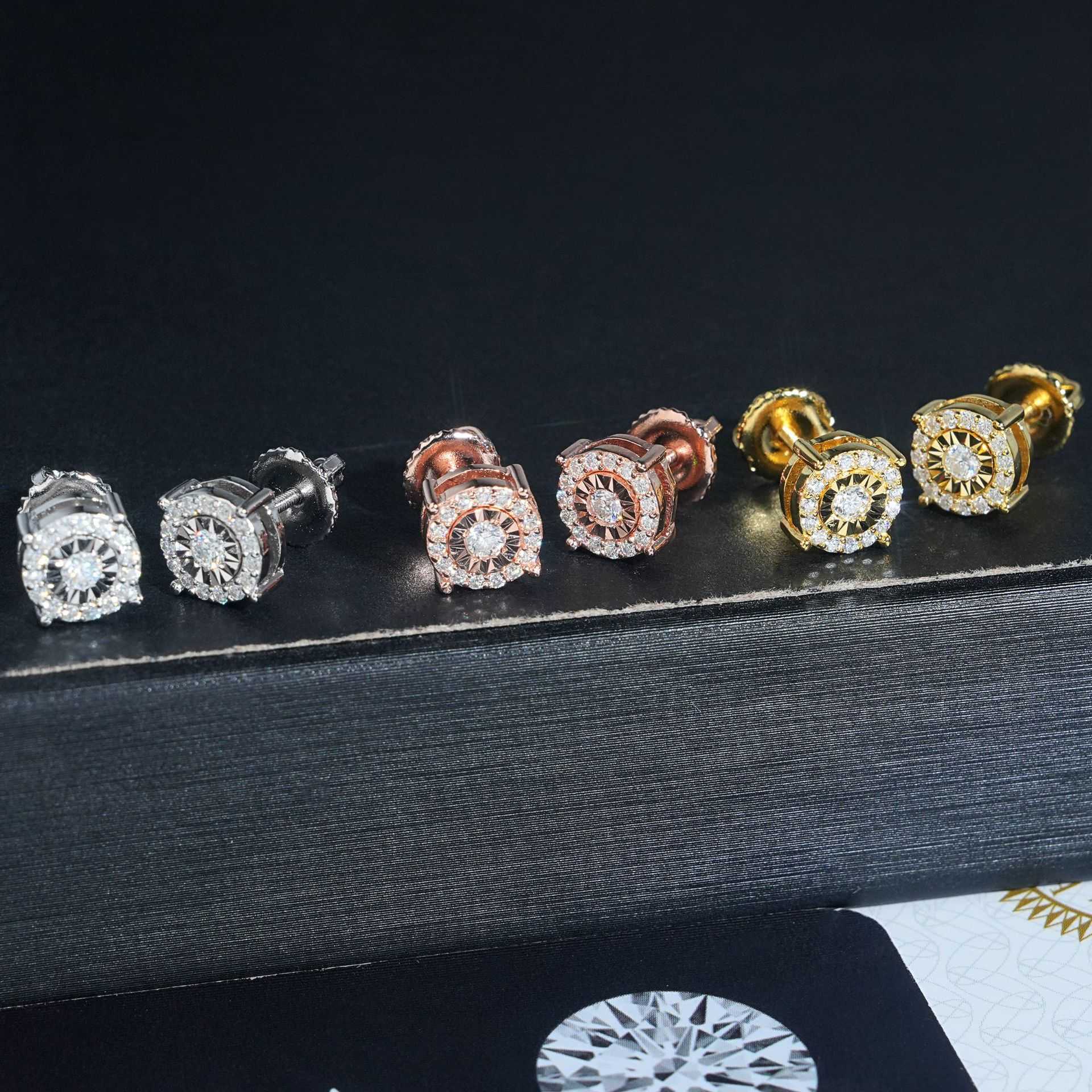 New car ral S sier inlaid D-color moissanite simple and atmospheric earrings