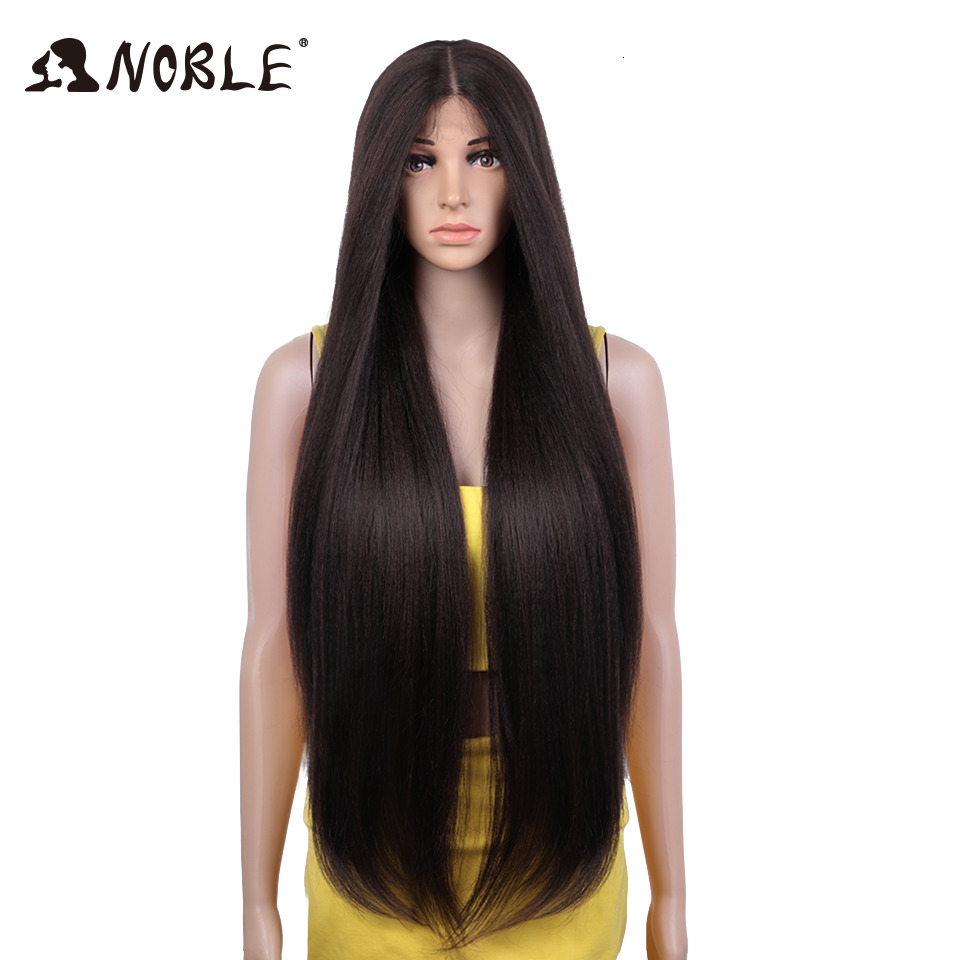 Noble Synthetic For Women 36 Inch Kinky Straight Ombre Wigs Cosplay Lace Front Wig