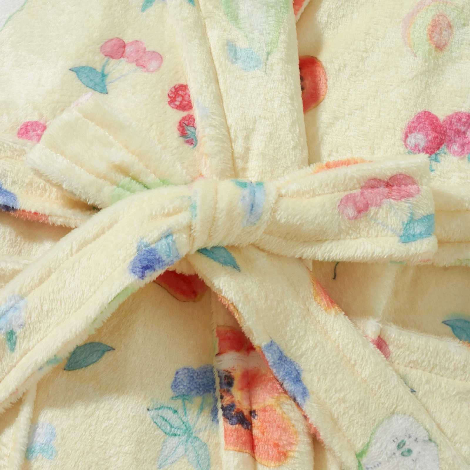 Warm flannel robe winter home Spwear womens printed long Sve Bathrobe kimono robe with terrace sleepwear women W241204