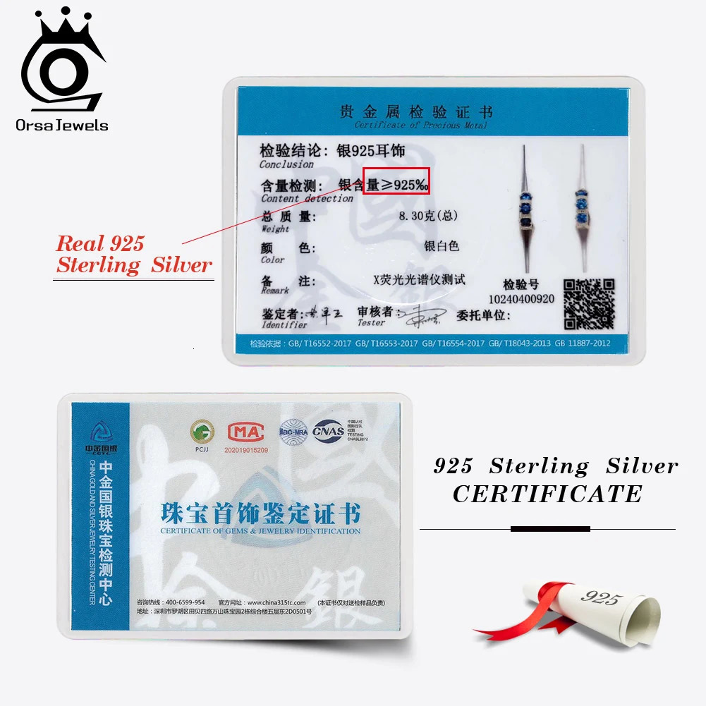 ORSA JEWELS Fashion Created Sapphire Hoop Earrings for Women 925 sterling silver rhodium Hoop Earrings handmade jewelry LZE48 241205