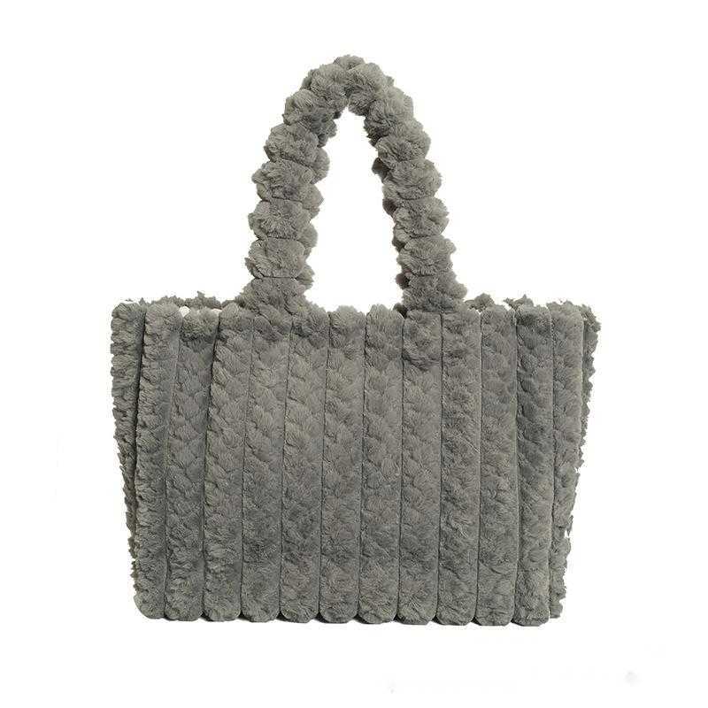 Plush bag women, large capacity autumn winter versatile shoulder commuting bag, high-end and fashionable plush bag 241215