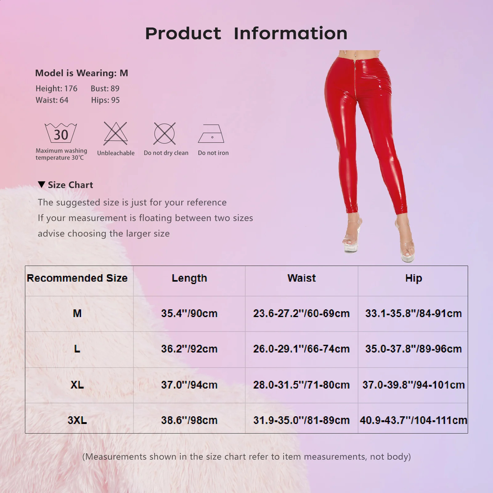Womens Zipper Wet Look Skinny Pants High Waist Lacquer Leather Tight Fitting Night Club Role Dance Costume Rave 241205
