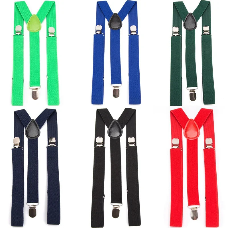 Solid Color Elastic PU Leather Suspenders Braces Men Black Red Adjustable With Straps For Wedding Suit Skirt Accessories Gift 241122