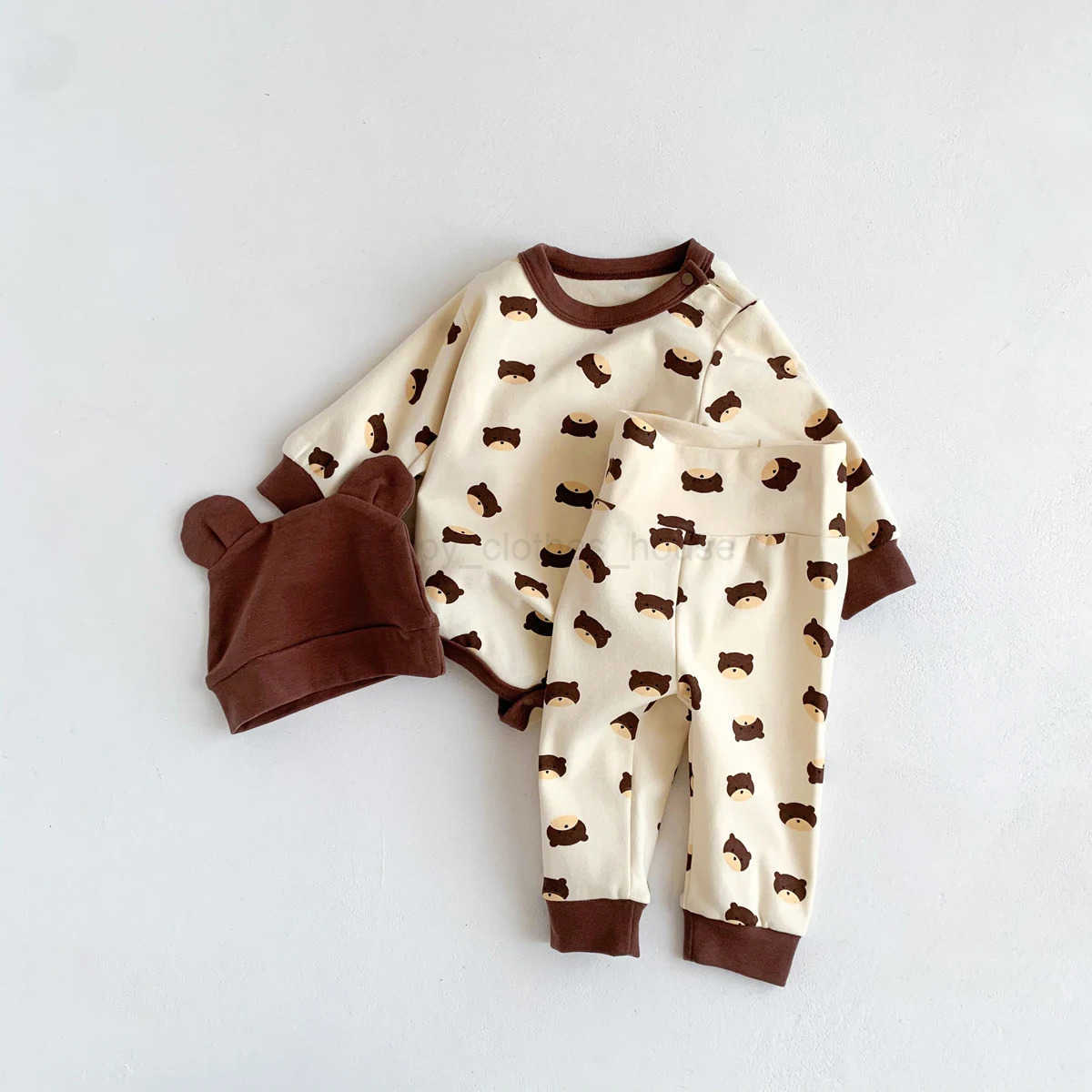 2024 Spring Baby Boys Girls Clothes Cotton Long Sleeved Top + Pant + Hat Three Piece Set Baby 0-2 Years Old Newborn SuitXJ241205