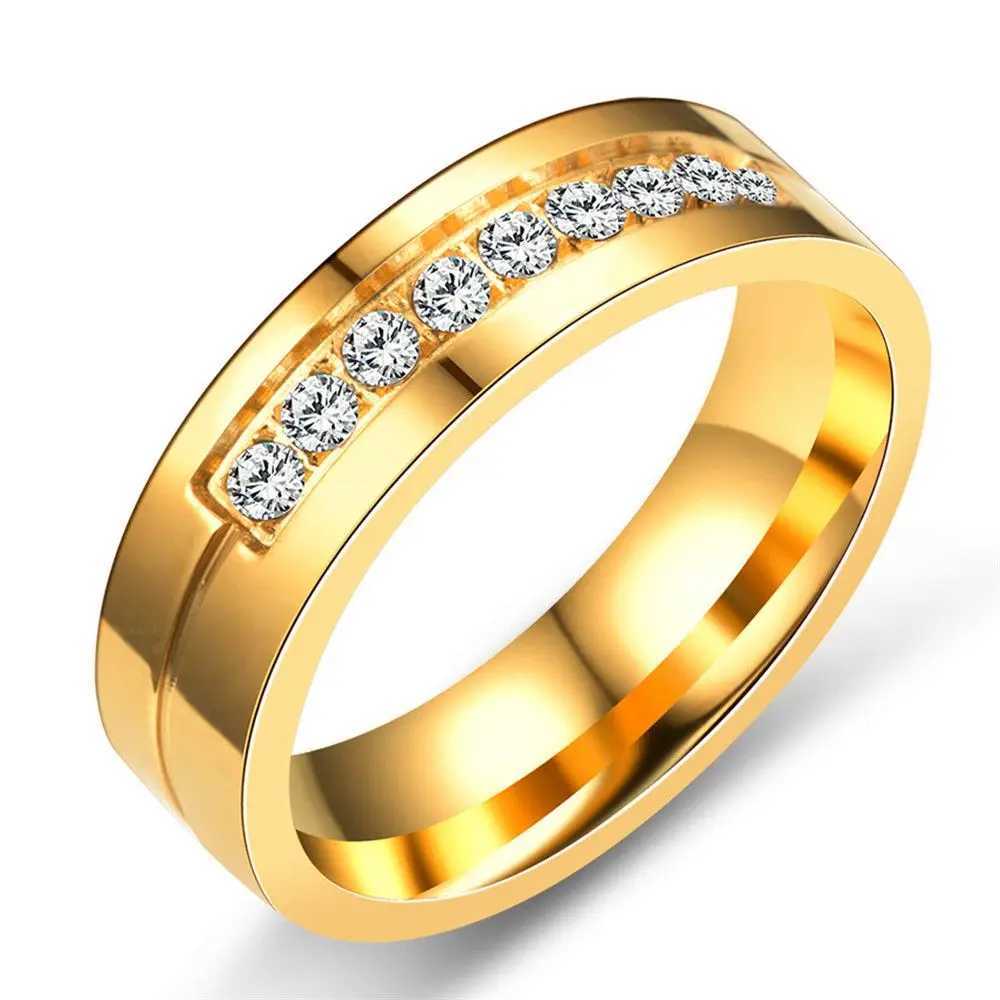 Womens wedding ring 18K gold-plated AAA CZ cubic zirconia stainless steel coupler ring W241205