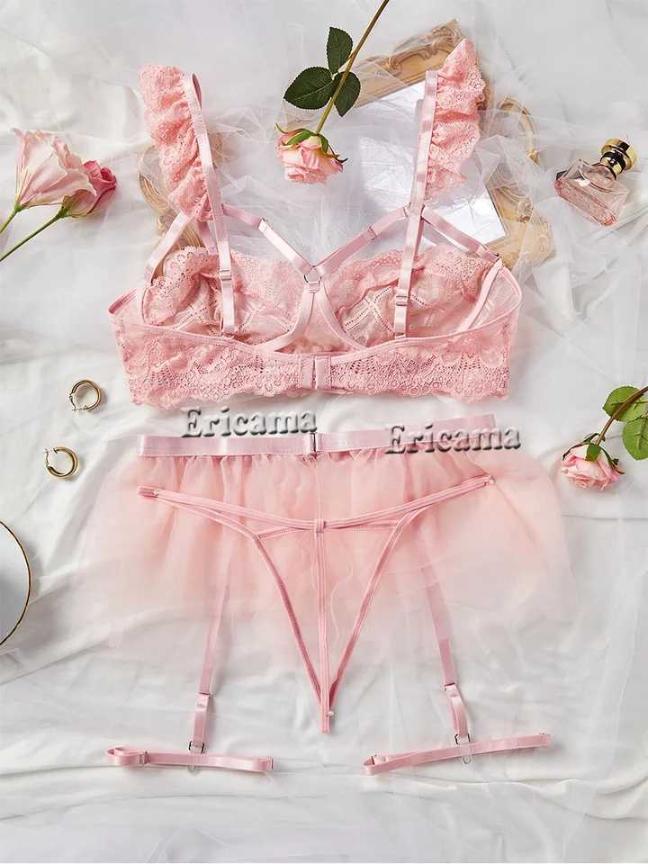 Sexy Lingerie Woman Lace Transparent Underwear Brief Sets Bra Kit Push Up Breves Sets Erotic Bra Set Sexy UnderwearXJ241205