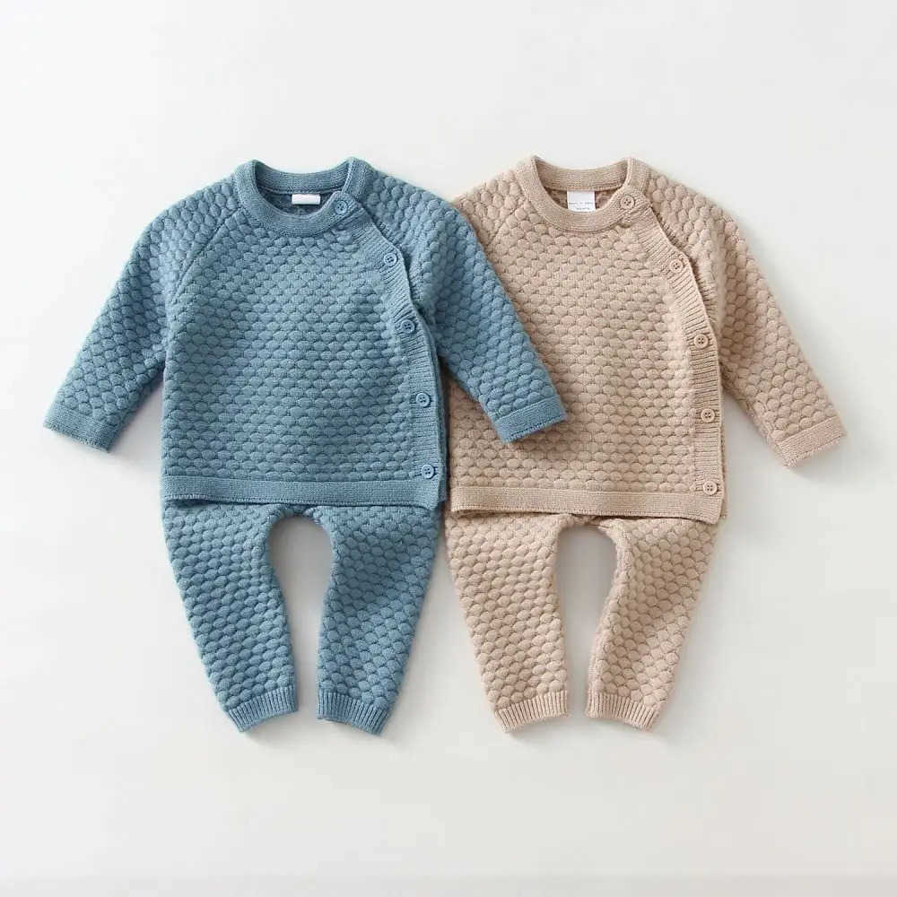 2Pcs Baby Boy Clothes Set Soft Knit Cotton Baby Boy Sweater + Pants Kids Outfit SpringXJ241205