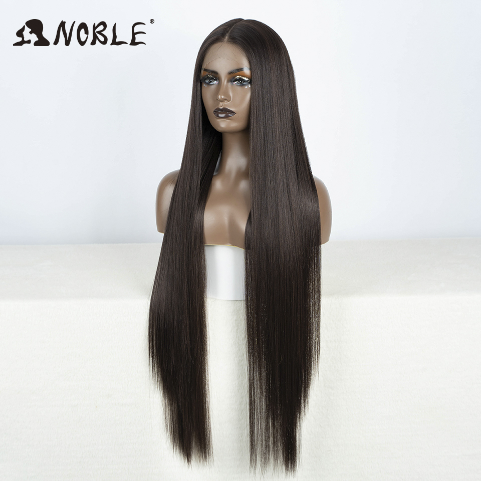 Noble Front 38 Inch Long Straight Lace Wig Ombre Blonde Hair Cosplay Wigs For Women Synthetic Lace Front Wigs