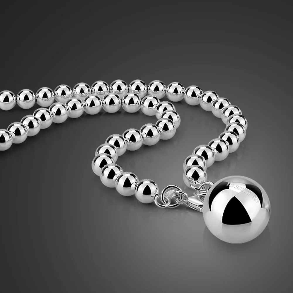 100% 925 sterling silver bell pendant necklace simple and fashionable for women 4/6/8/10MM 18-36 inch bead chain charm jewelry 241205