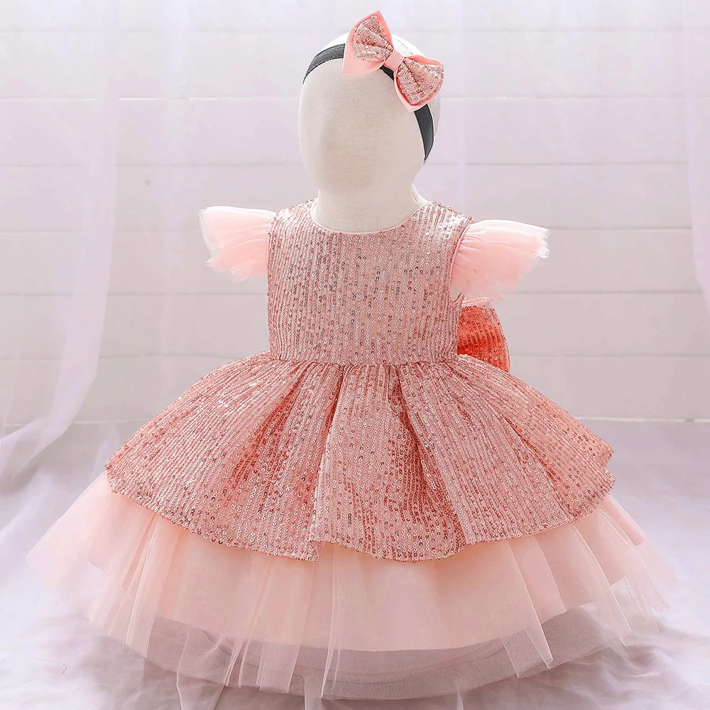 Christmas Sequin Cake Double Baby Girl Dress 1 Year Birthday born Party Wedding Vestidos Kids Christening Toddler Clothes R250424