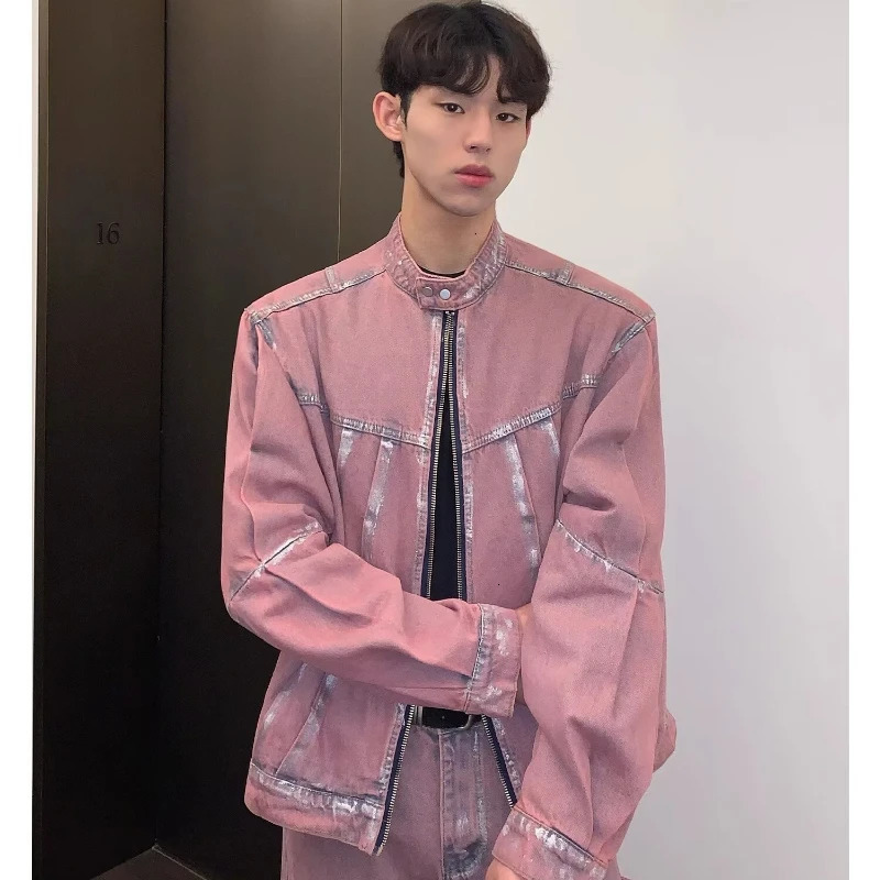 Hip Hop Street denim set mens painted patch work street two-piece set washing retro Harajuku denim set 241130