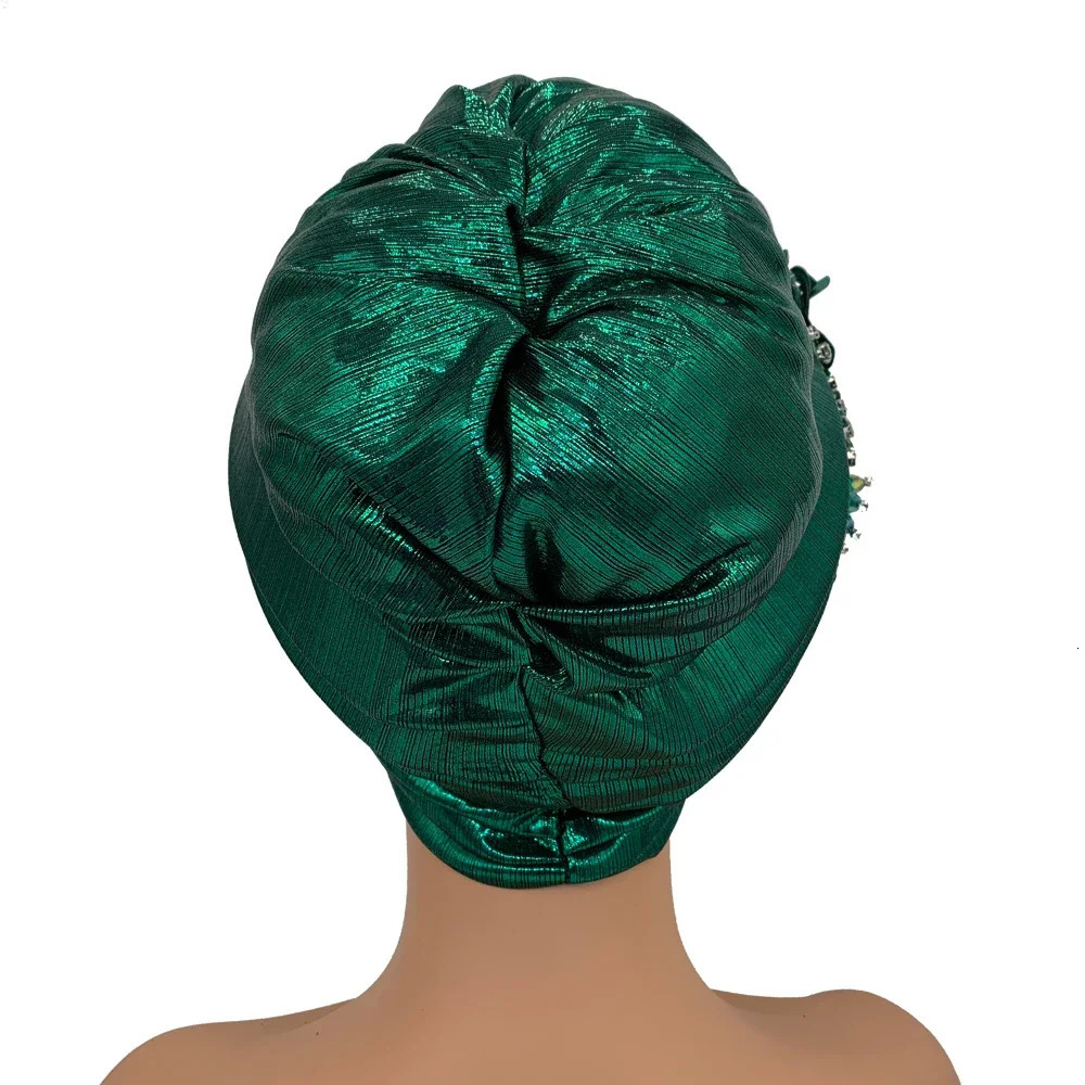 Nigeria Auto Gele Headtie Already Made Wedding Geles Female Head Wraps with Diamond Flower 2024 African Womens Turban Cap 241205