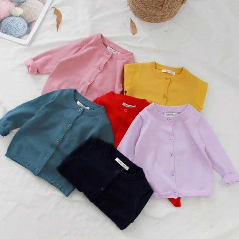 Boys girls knitted sweaters childrens cardigans solid O-neck cardigans spring and autumn sweaters baby cardigans outerwear childrens clothing W241205