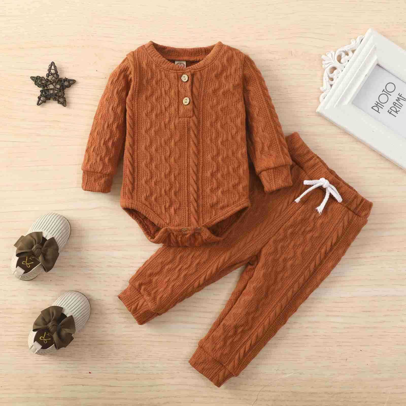 0-24M Newborn Infant Baby Boy Girl Clothes Set Long Sleeve Romper Pants Outfits Autumn Spring Soft Costumes D11XJ241205