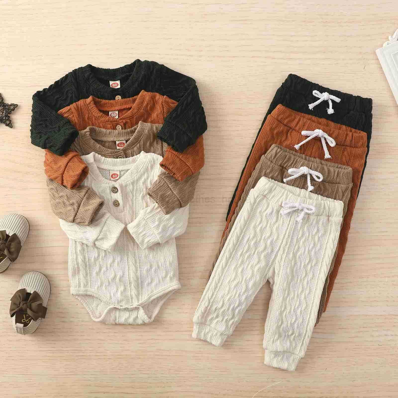0-24M Newborn Infant Baby Boy Girl Clothes Set Long Sleeve Romper Pants Outfits Autumn Spring Soft Costumes D11XJ241205