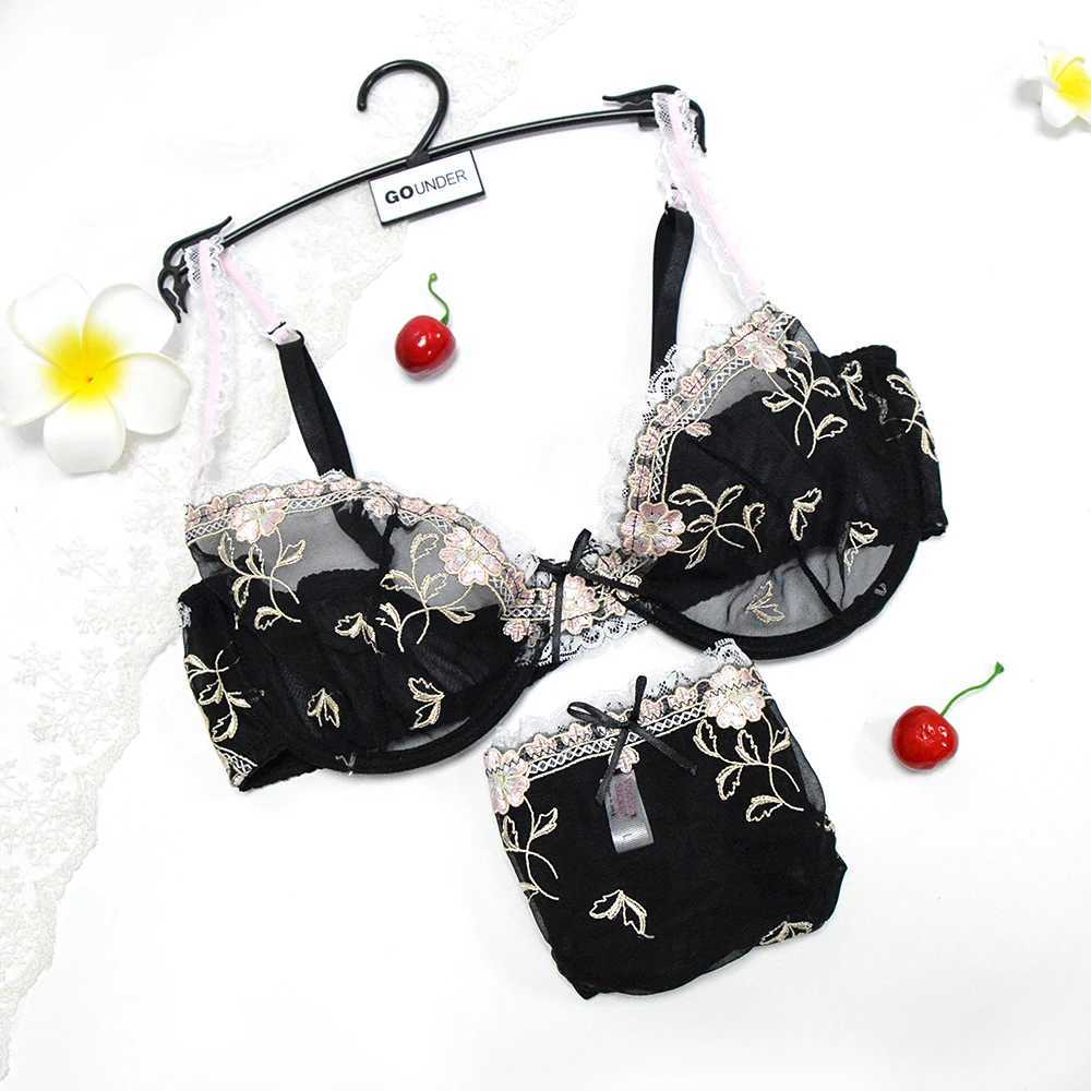 women bras panties Sales Separated floral lace BH set embroidery bow underwear thin 70-100 size A B C D E F cup sexy lingerieXJ241205