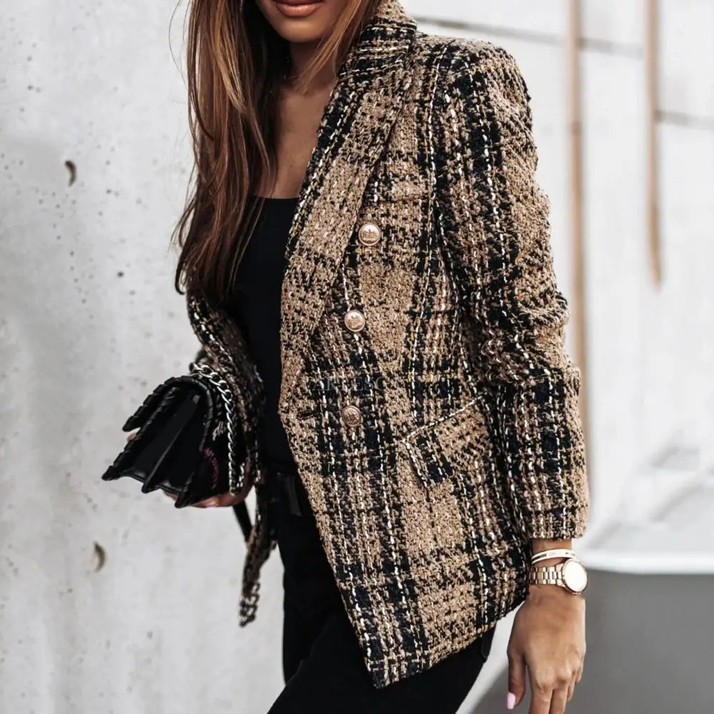 Trendy Women Blazer Slim Fit Lady Lapel Buttons Formal Warm 241204