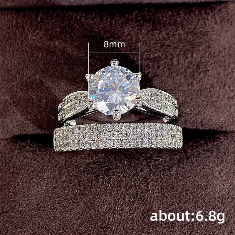 925 sterling silver ring set suitable for women luxurious bright cubic zirconia wedding engagement eternal jewelry gift W241205