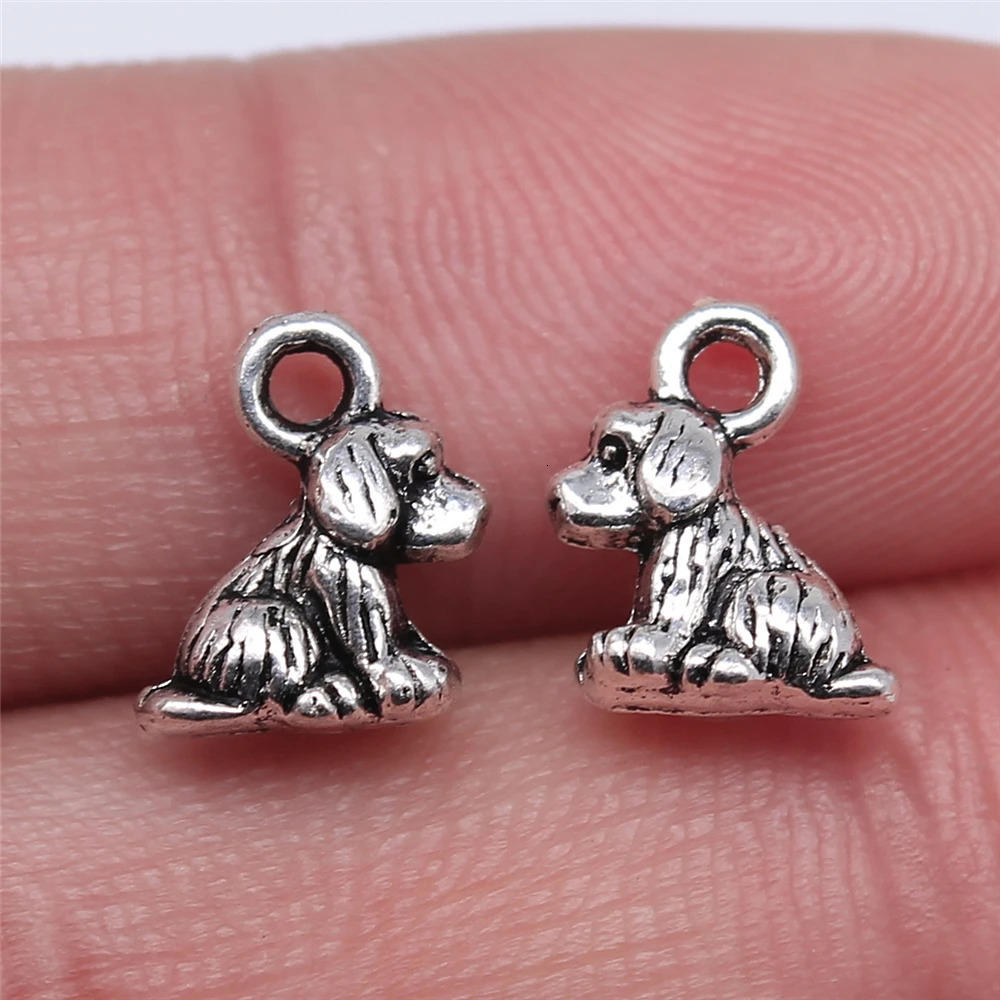 WYSIWYG 10pcs 10x7mm Sitting Dog Charm Cute Small Charms DIY For Jewlery Making 241122